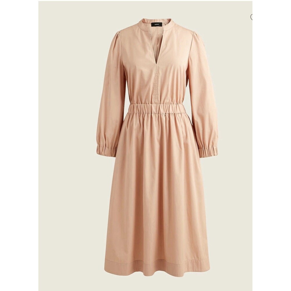 J.Crew Re-Imagined Midi Dress XS Blush Pink Elastic Waist Long Sleeve Pockets